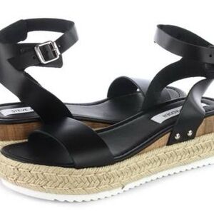 Steve Madden Black Espadrille Chaser Sandals